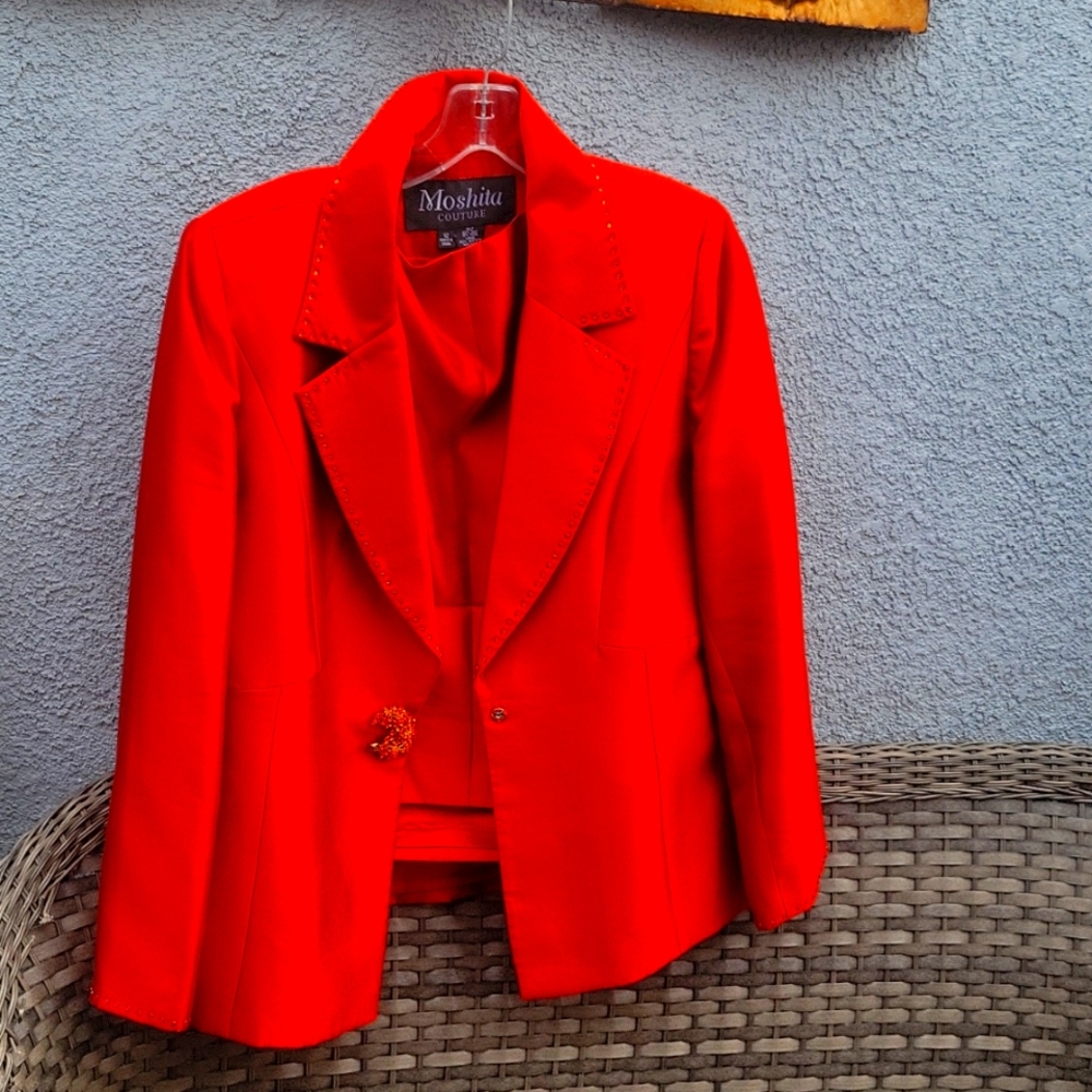 Burnt Orange Suit coat with matching camisole. Size 12. Gently Used.